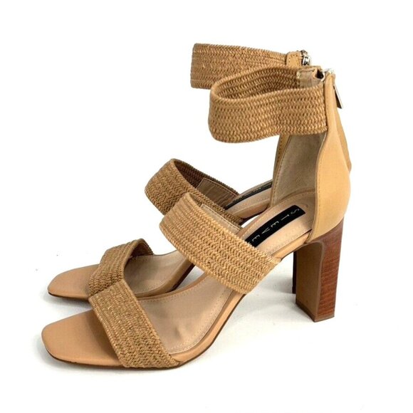 Steven‎ By Steve Madden Womens Tan Open Toe Ankle Strap Pumps Heel Size 7 - Picture 1 of 10